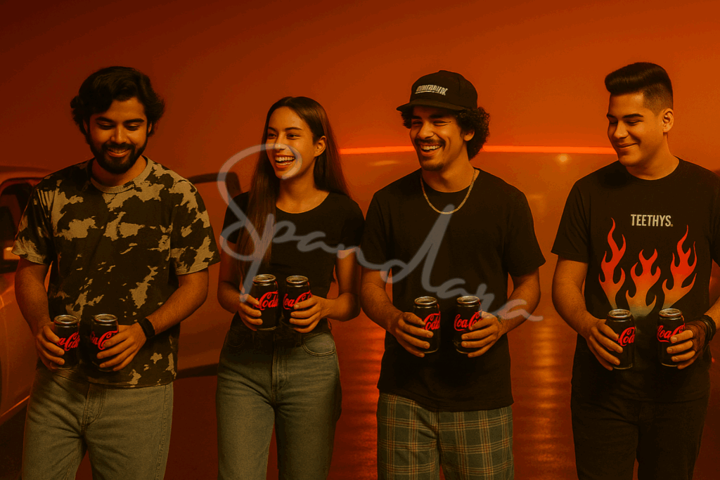 urban beverage campaign, street style, bold black red cocacacola can